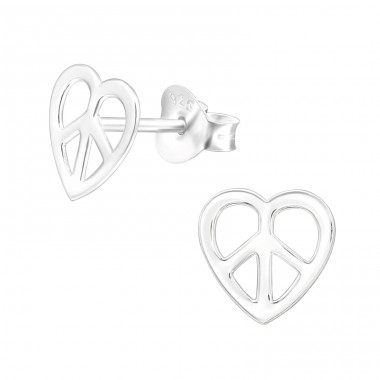Herz des Friedens - Ohrstecker aus 925er Sterlingsilber ohne Stein A4S43959