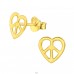 Peace & Love Golden Heart  - 925 Sterling Silver Ear Studs Without Stones A4S43960