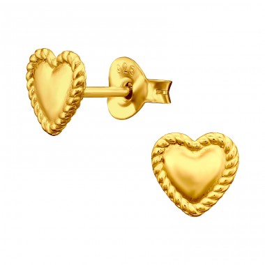 Vergoldetes Herz - Schmuck Ohrstecker aus Silber 925 ohne Stein A4S44547