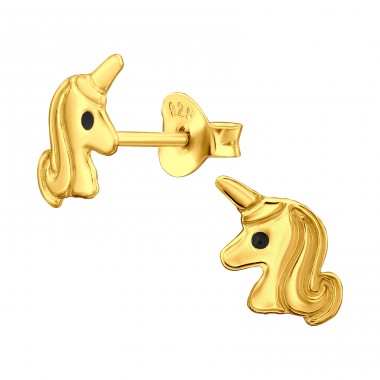 Vergoldetes Einhorn - Ohrstecker aus 925er Sterlingsilber ohne Stein A4S44657
