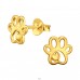 Golden Paw Print with heart - 925 Sterling Silver Ear Studs Without Stones A4S44665