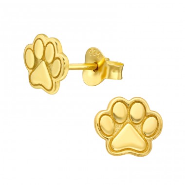 Vergoldete Pfote - Schmuck Ohrstecker aus Silber 925 ohne Stein A4S44737