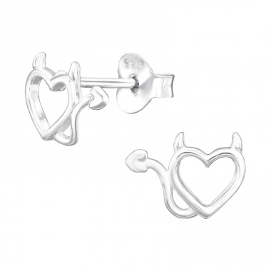 Herz mit Pfeil - Ohrstecker aus 925er Sterlingsilber ohne Stein A4S45337