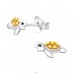 Two tone Sea Turtle - 925 Sterling Silver Ear Studs Without Stones A4S45917