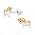 Two tone Unicorn - 925 Sterling Silver Ear Studs Without Stones A4S45918