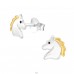 Two Tone Horse head - 925 Sterling Silver Ear Studs Without Stones A4S45920
