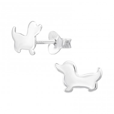 Dackel - 925er Silber Ohrstecker ohne Steine/Emaille A4S46575