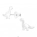 Dinozaur Diplodocus - Argint 925 Cercei Cu Șurub Fără Pietre A4S46577