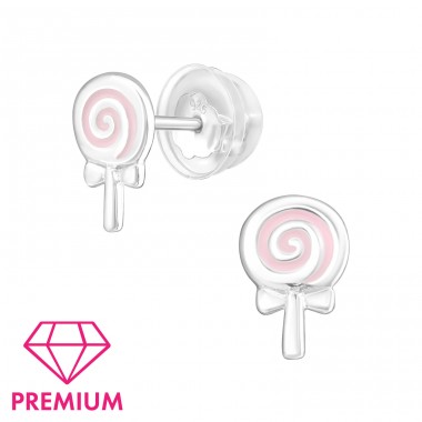 Lollipop - Premium* - 925 Sterling Silver Ear Studs With Enamel Colors A4S24967