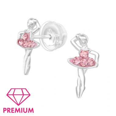 Ballerina - Premium* - 925 Sterling Silver Ear Studs With Stones A4S44927