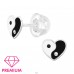 Yin Yang Szív Ezüst Prémium* fülbevaló - 925 Ezüst Színes Fülbevalók A4S46301
