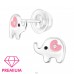 Elefant cu cristal - Premium* - Argint 925 Cercei Cu Surub Colorati A4S46440