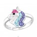 Blue and violet Unicorn - 925 Sterling Silver Rings For Kids A4S42112