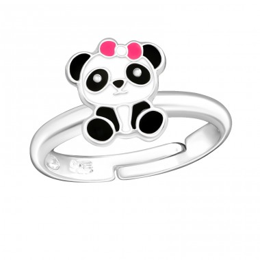 Panda s mašľou - nastaviteľný prsteň - Šperkové Striebro 925 Prstene Pre Deti A4S43639