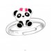 Inel ajustabil cu Urs Panda cu Fundita - Argint 925 Inel A4S43639