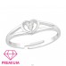 Heart with zirconia stone in the center - 925 Sterling Silver Rings For Kids A4S43643