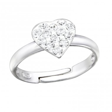 Heart with crystals - 925 Sterling Silver Rings For Kids A4S43645