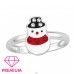 Schneemann mit rotem Schal - Premium - 925 Sterling Silber Ringe für Kinder A4S43976