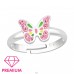 Fluturaș multicolor cu cristale roz - Premium* - Argint 925 Inel A4S43985