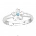 Snowflake with Aquamarine crystal - 925 Sterling Silver Rings For Kids A4S44131