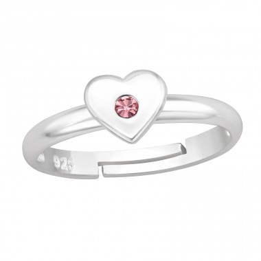 Heart on adjustable ring - 925 Sterling Silver Rings For Kids A4S44133