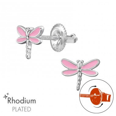 Dragonfly with Screwable Back - 925 Sterling Silver Premium Children Ear Studs A4S48189