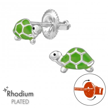 Schildkröte mit Schraubverschluss - 925Er Silber Kinder - Ohrstecker Mit Schraubverschluss A4S49309
