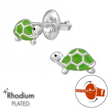 Schildkröte mit Schraubverschluss - 925Er Silber Kinder - Ohrstecker Mit Schraubverschluss A4S49309