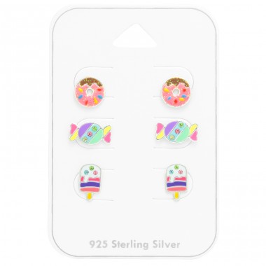 Krapfen, Bonbons und Lutscher - Schmucksets aus Silber 925er Silber für Kinder A4S41484