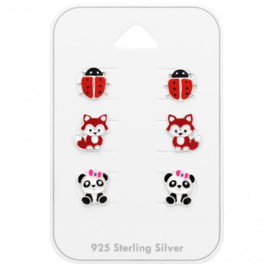 Tiere 3 Paar - 925 Sterling Silber Schmucksets für Kinder A4S43785