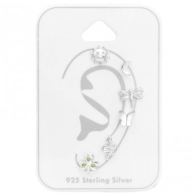 6x single studs "Nature" on card - 925 Sterling Silver Jewellery Sets For Kids A4S44236