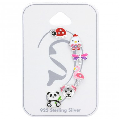 6x single Studs "Animal" on card - 925 Sterling Silver Jewellery Sets For Kids A4S44237