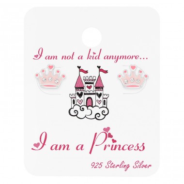 Pink crystal Crown for princess - 925 Sterling Silver Jewellery Sets For Kids A4S45445