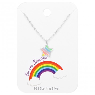 Star on card "You are beautiful" - 925 Sterling Silver Jewellery Sets For Kids A4S45458