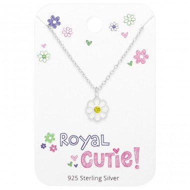 Daisy Flower on card "Royal cutie" - 925 Sterling Silver Jewellery Sets For Kids A4S45462
