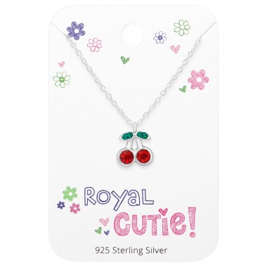Cherry fruit on card "Royal cutie" - 925 Sterling Silver Jewellery Sets For Kids A4S45465