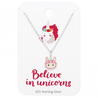 Llama Unicorn "Believe in Unicorns" - 925 Sterling Silver Jewellery Sets For Kids A4S45467