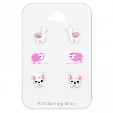 Animals set on card - 925 Sterling Silver Jewellery Sets For Kids A4S47119