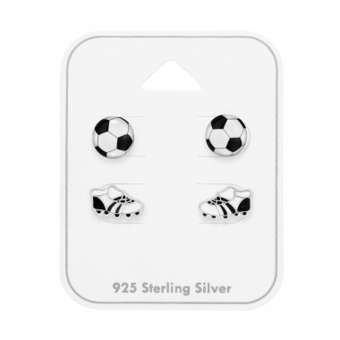 Fußball Und Fußballschuhe - 925er Silber Schmuck-Sets für Kinder A4S49757