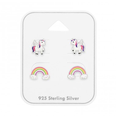 Unicorn And Rainbow - 925 Sterling Silver Jewellery Sets For Kids A4S49758