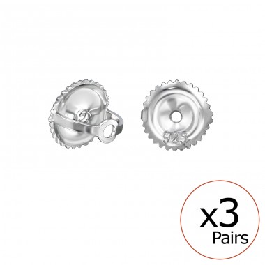 3 pairs Screw Back Butterfly - 925 Sterling Silver Silver Jewelry Accessories A4S49809