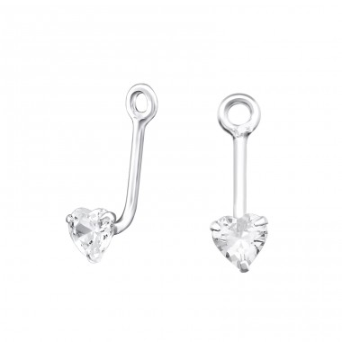 4mm Heart Cz Ear Jacket Part - 925 Sterling Silver Silver jewelry accessories A4S32707
