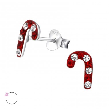 Strieborné Candy Canes  - Šperkové Striebro 925 Puzetové Náušnice S Kameňmi A4S24712
