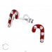 Strieborné Candy Canes  - Šperkové Striebro 925 Puzetové Náušnice S Kameňmi A4S24712
