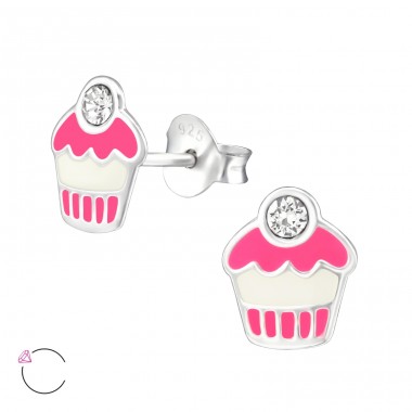 Cupcake - Striebro 925 Puzetové náušnice s kameňmi A4S32780