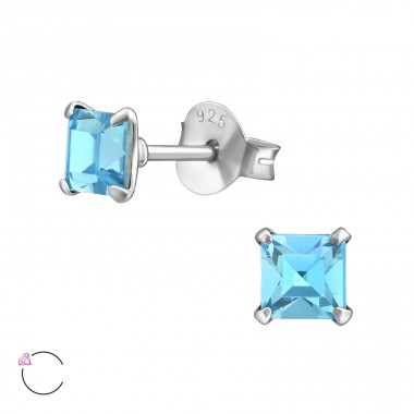 Štvorec S Swarovski® Kryštálmi - Šperkové Striebro 925 Swarovski Puzetové Náušnice A4S38307
