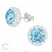 Kerek Kék Kristály Swarovski® Kristályokkal - 925 Ezüst Swarovski Stift Fülbevaló A4S42187