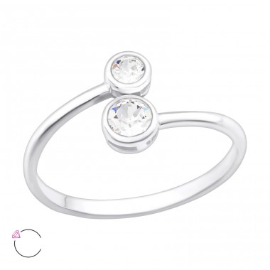 Doppelring mit Swarovski® Kristallen - Sterling Silber 925 Swarovski Ringe A4S39898