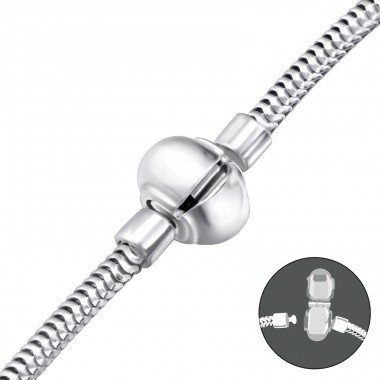 21cm Silver Bracelets for Beads - 925 Sterling Silver Bracelet For Silver Beads A4S32477