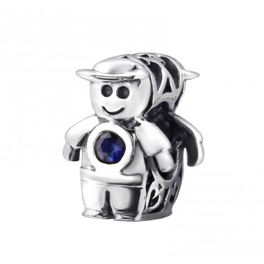 Boy with cap - 925 Sterling Silver Beads With Zirconia Or Crystal A4S22111